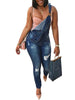 Women's fashionable blue belt jeans with water washed holes and personalized Jeans Belt pants