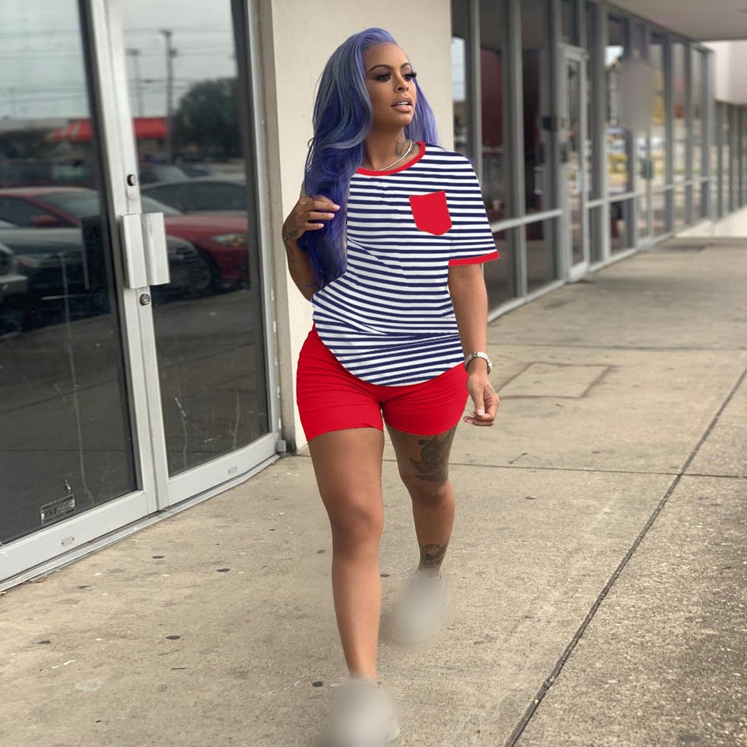 Women Summer Casual Set Fashion Streetwear Suit T Shirt+Shorts Female 2 Piece Outfits Tracksuit Women Two Piece Set Sweatsuit