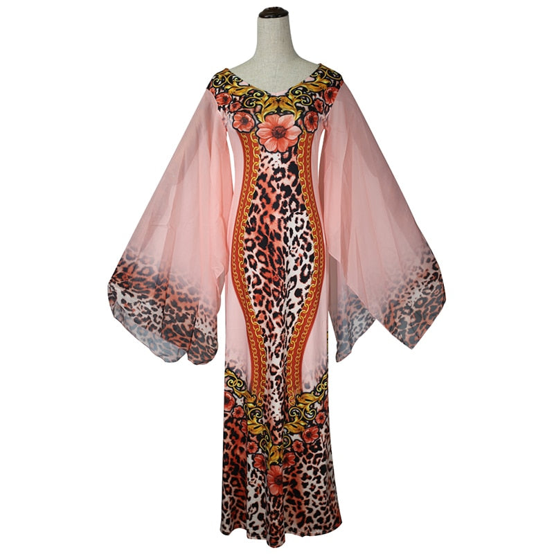 MD Boubou Africain Femme 2021 African Print Dashiki Clothes Plus Size Women Dress Batwing Sleeve Ankara Dresses Lady Party Dress