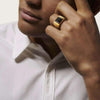 American Popular Men's Classic Ring Rock Style Jewelry Black Zircon Gold Color Ring