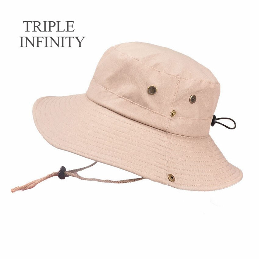 Outdoor Summer Men's Sun Hat Wide Brim Breathable Mountaineering Hiking Bucket Hat Anti-UV Sun Protection Sunshade Fishing Hat