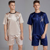 Summer Men Pyjama Set Print Satin Men Pajama Suit Short Sleeve Shorts Silk Pajama Man Sleepwear Spring Pajama Male Nightgown XXL
