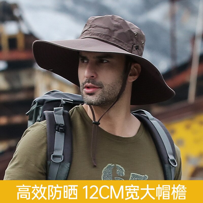 Men's Panama Hat Fisherman Hat Outdoor Breathable Mesh Hiking Hats 9CM Wide Brim Anti-UV Sun Hat Bucket Hat Mountaineering Caps
