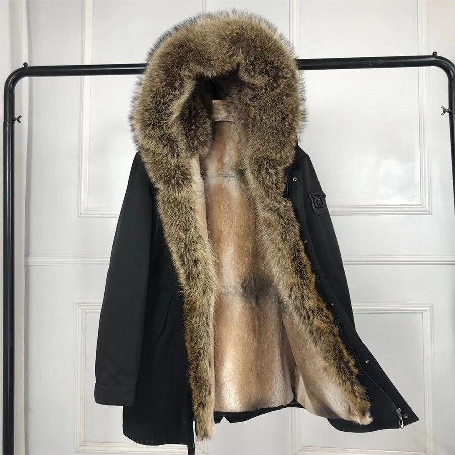 2020 New Business Casual Jacket Men Parka 100% Natural Rabbit Fur Lined Windproof Coat High Quality - Surprise store
