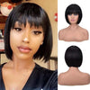 Short Bob Wigs With Bangs Straight Synthetic Hair Glueless Cosplay Wig For Black/White Women Heat Resistant Hair 8inch Annivia