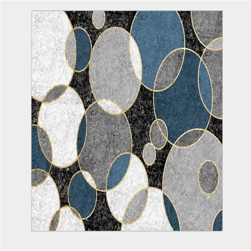 AOVOLL Carpets for Living Room Fashion Modern Minimalist Black Blue White Gray Big Circle Carpet Rugs for Children Rooms