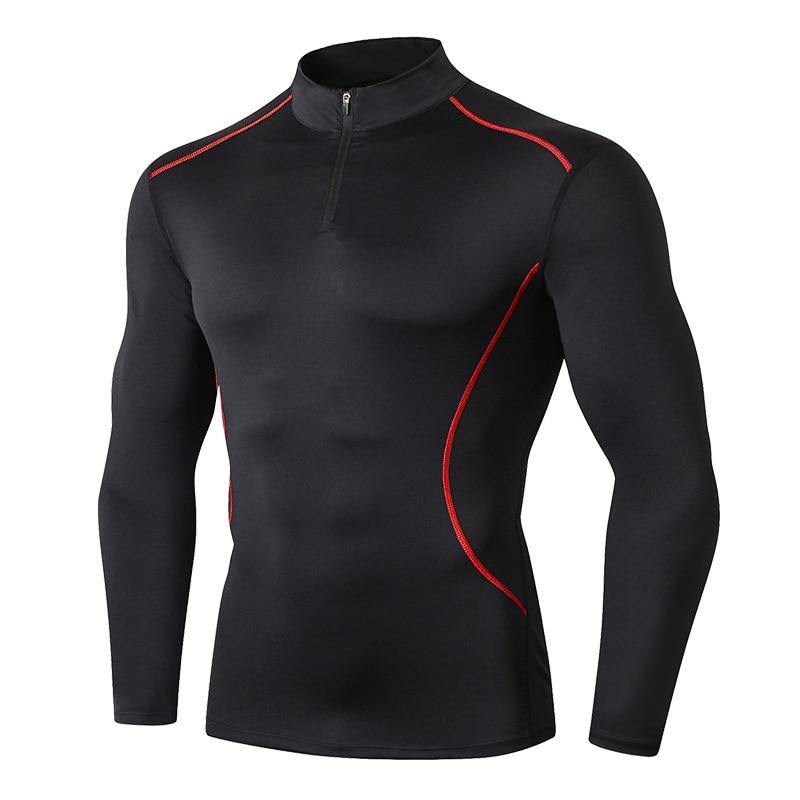 Sport High collar Compression Shirts Men Bodybuilding Sportswear T-shirtLong Sleeve Top Gyms T Shirt Men Fitness Tight Rash gard - Surprise store