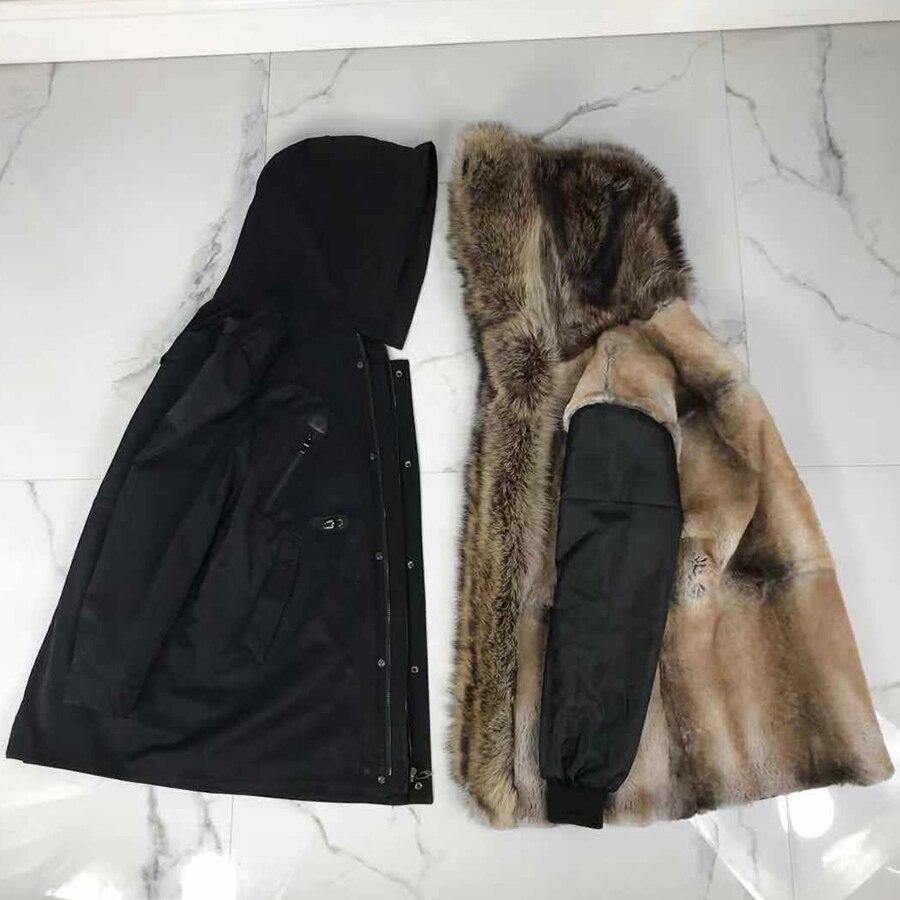2020 New Business Casual Jacket Men Parka 100% Natural Rabbit Fur Lined Windproof Coat High Quality - Surprise store