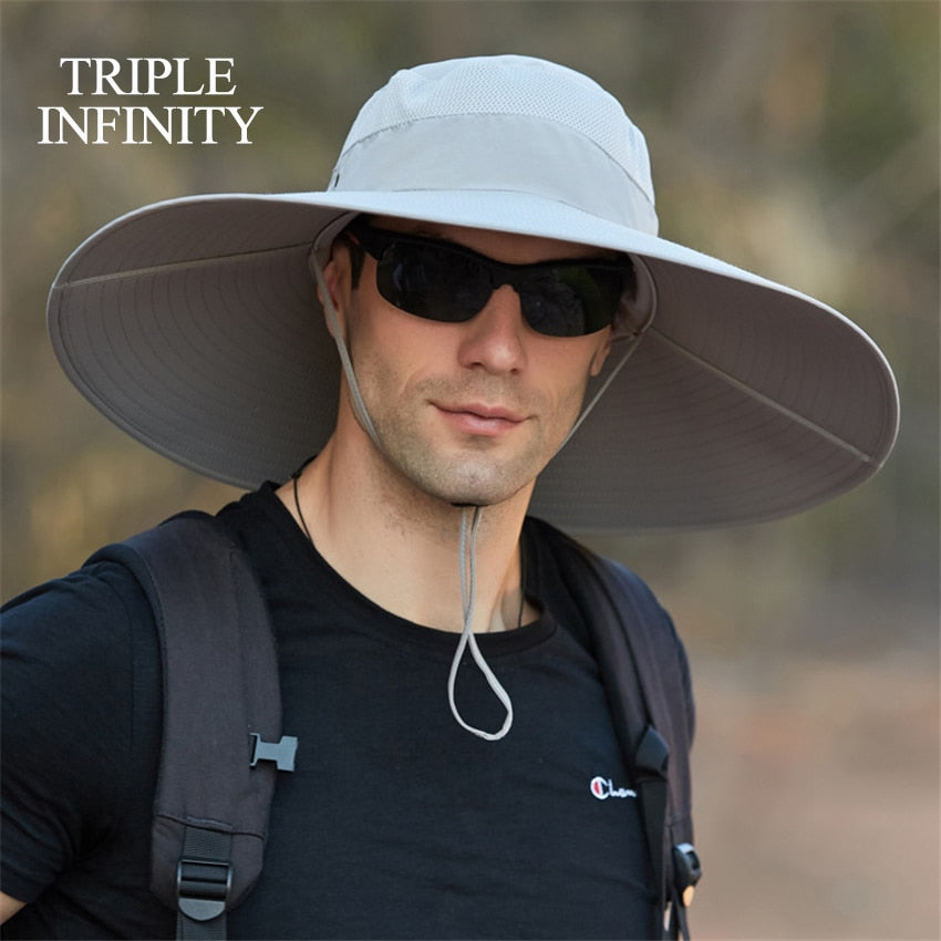 New Summer Sun Hat For Man Outdoor Quick-drying Sun-proof Men's Panama Hat Fishing Breathable Male Large Wide Brim Bucket Hats