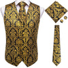 Hi-Tie Silk Adult Men's Vest for Suit Luxury Paisley Floral Plaid Suit Vest and Tie Set Blue Gold Red Sliver Wedding Vest Men