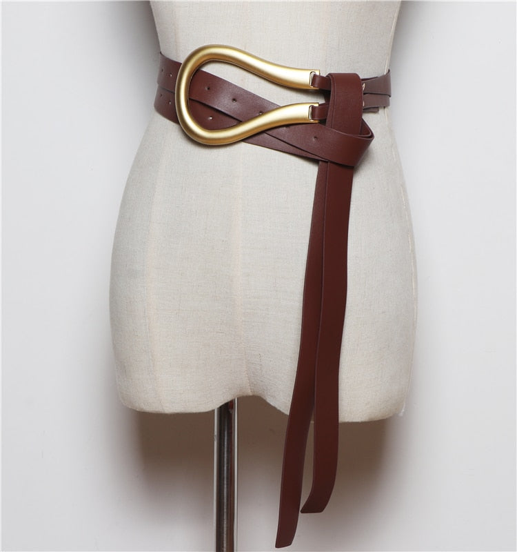 135cm Elegant Women Influencer Stylish All-match Fashion Women PU Leather Female Black New Quality Belt for Blazer