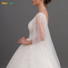 INOE Women Luxury Long Wedding Dress Sequins Fashion Rhinestone Ball Gown Floor Length Tulle Organza Watteau White Party Dress