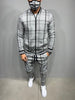 Muscle brothers 2021 new 3D printing retro men's casual sports stripe Plaid suit