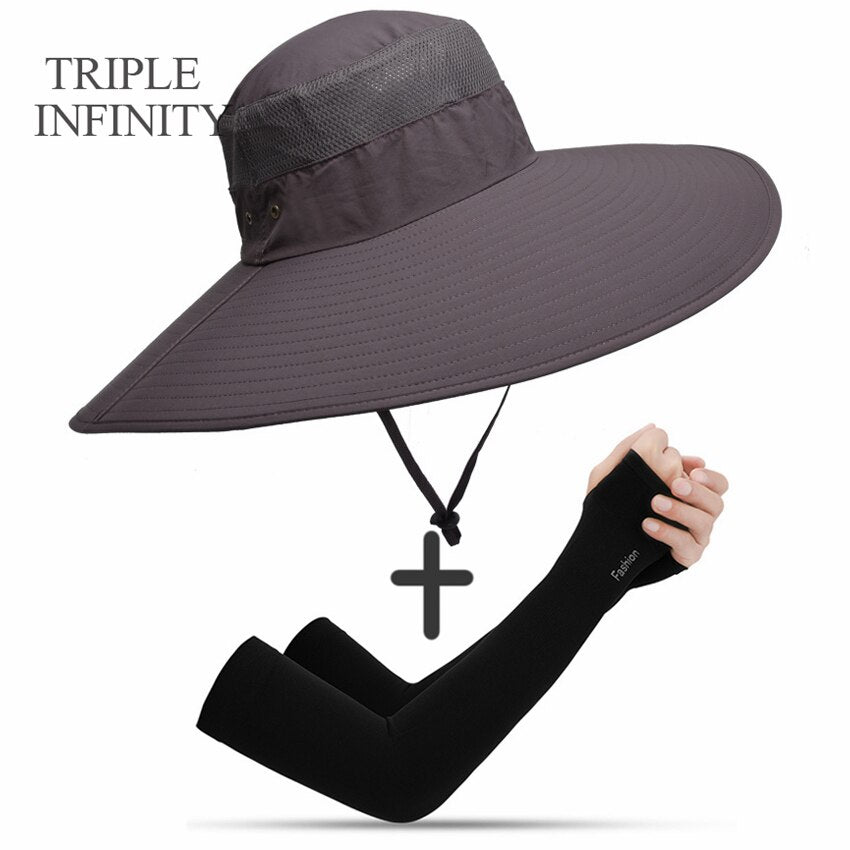 New Summer Sun Hat For Man Outdoor Quick-drying Sun-proof Men's Panama Hat Fishing Breathable Male Large Wide Brim Bucket Hats