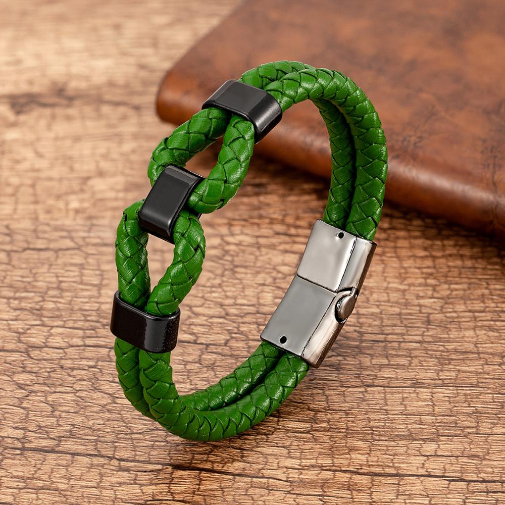24 Style Classic Men Leather Bracelet Simple Metal Magnetic Button Hand-woven Rope Unisex Women Bangles 2020 Jewelry Accessories
