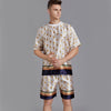 Silk Men Pajama Sets Satin Pajama Man Sleepwear Pajamas Nightgown Summer Short Sleeve Print Men Pyjamas