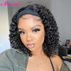 Headband Wig Human Hair Short Curly Wig Brazilian Remy Full Machine Made Headband Wig For Black Women Deep Wave Human Hair Wig