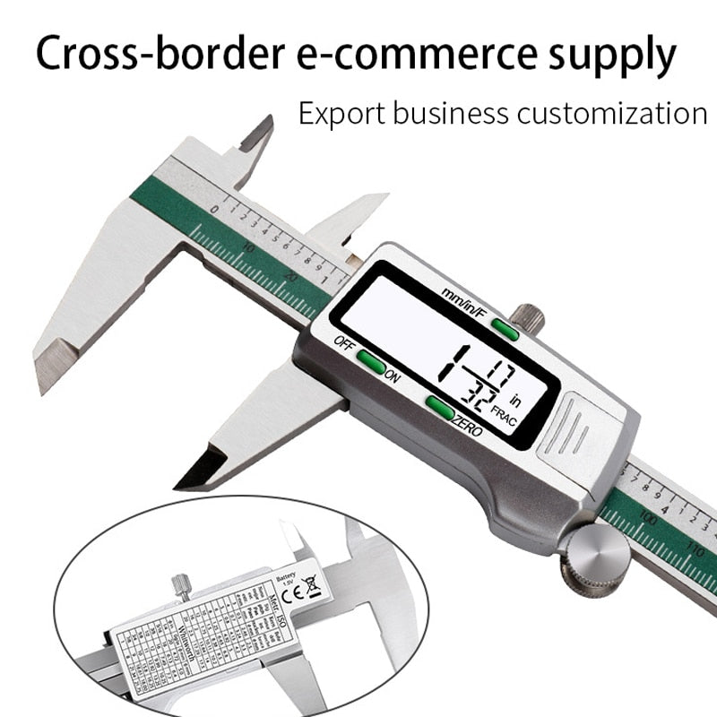 150mm Fraction/mm/inch Stainless Steel Digital Vernier Caliper Electronic Metal Pachometer Calibrator Measuring Caliber