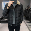short cotton jacket 2021 new men's fashion casual thickening Slim lapel lambs wool collar jacket
