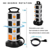 Tower Power Strip Vertical Extender Outlets Surge Protector 2500W 10A Socket with USB 2m/6.5ft Extension Cord for Home Office