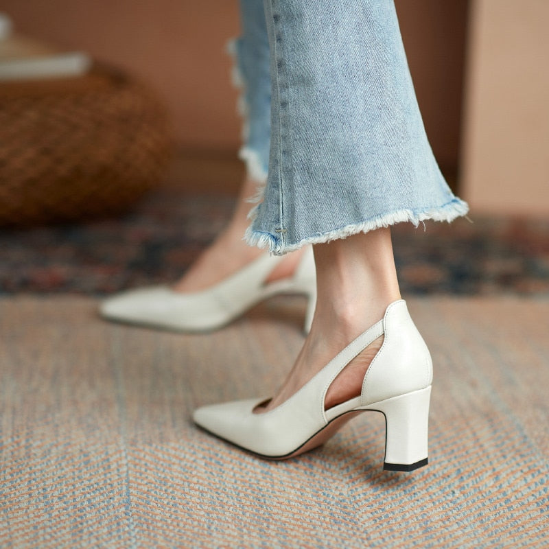 FEDONAS Elegant Shallow Shoes For Women Genuine Leather High Heels Pumps Female Calssic 2021 Spring Wedding Party Women'S Shoes