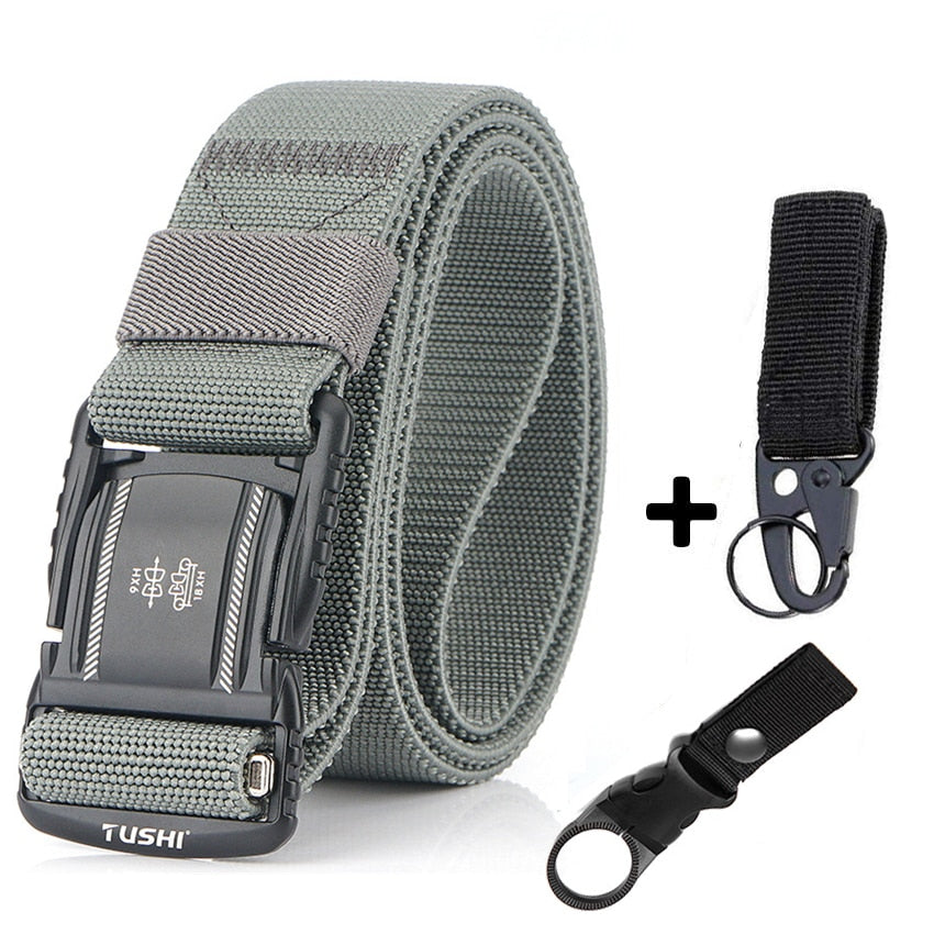 Elastic Men Belt Alloy Magnetic Buckle Outdoor Working Tactical Belt For Jeans Pants Casual Stretch Overalls Male Waist Belt New