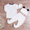 New 3 pieces Newborn Long Sleeve Fleece Bear Top Pant and Hat Set For Baby Boy Warm Winter Kids Clothes