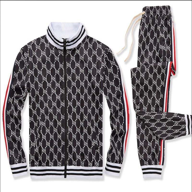 2021 spring and autumn new men's leisure suit, European and American style, the same fashion, handsome and sports zipper suit