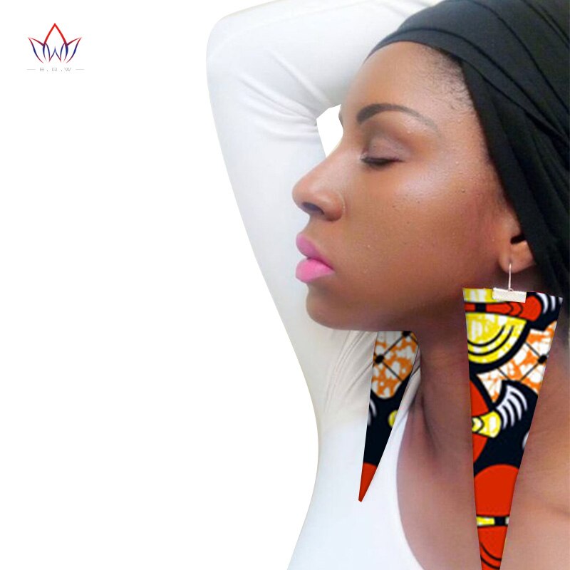 Trendy African Fabric Earrings Handmade Earrings For Women Party Gift African Print Ankara Big Oversized Drop Earrings WYB279