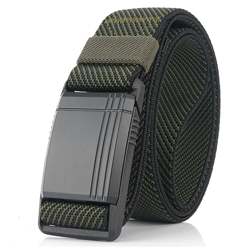 New Elastic Belt For Men Slide Metal Magnetic Buckle Adjustable Male Trousers Belts Military Combat Tactical Belts High Quality