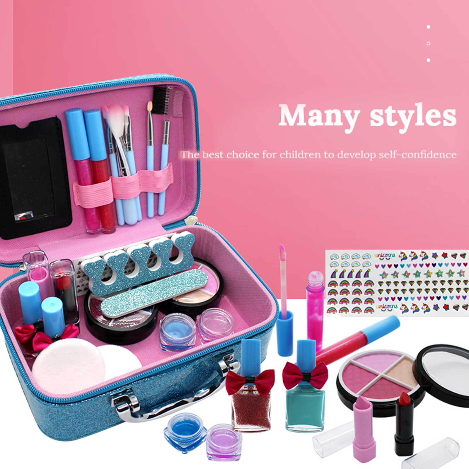 Kids Makeup Kit For Girls, Kids Play Washable Makeup Set Toys First Princess Little Girls Starter Kit Cosmetic Beauty Set Toys