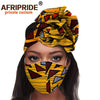 African 2 Piece for Women Headband Headwear Floral Turban Head Scarf Ladies Head Wrap Hair Accessories Match Print Mask A20H015
