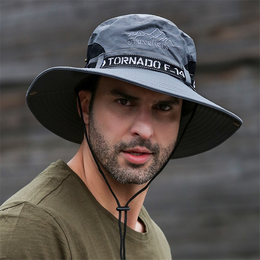 UPF 50+ Summer Hats Men Sun Protector UV-proof Breathable Bucket Hat Large Wide Brim Hiking Outdoor Fishing Beach Cap Cowboy New