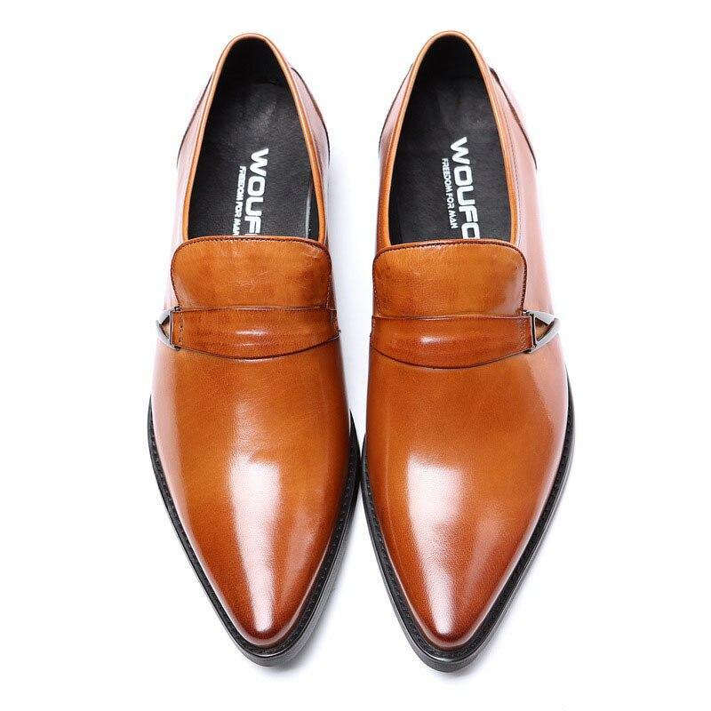 Luxury Genuine Leather Men Oxford Formal Shoes Pointed Toe Men Dress Shoes With Buckle Strap Male Wedding Business Shoes B09 - Surprise store