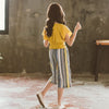 Kids Girls Clothing Set 2021 Summer Fashion Bell Sleeve Top + Striped Pants Casual 2Pcs Set Boutique Outfits Big Girls Clothes