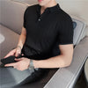2022 Men High Quality Knitting POLO Shirts/Male Slim Fit Leisure V-Neck Short Sleeves Polo Shirts Men's elastic POLO Shirts 3XL