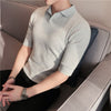 2022 Men High Quality Knitting POLO Shirts/Male Slim Fit Leisure V-Neck Short Sleeves Polo Shirts Men's elastic POLO Shirts 3XL