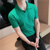 2022 Men High Quality Knitting POLO Shirts/Male Slim Fit Leisure V-Neck Short Sleeves Polo Shirts Men's elastic POLO Shirts 3XL