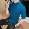 2022 Men High Quality Knitting POLO Shirts/Male Slim Fit Leisure V-Neck Short Sleeves Polo Shirts Men's elastic POLO Shirts 3XL
