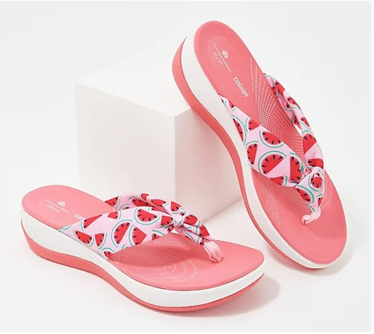2022 Fashion Women Slippers Elegant Printed Solid Color Ladies Wedge Sandals New Casual Outdoor Beach Slippers Female Flip Flop