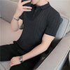 2022 Men High Quality Knitting POLO Shirts/Male Slim Fit Leisure V-Neck Short Sleeves Polo Shirts Men's elastic POLO Shirts 3XL