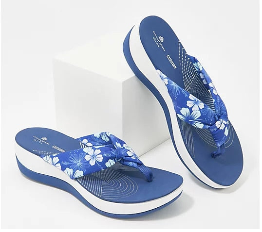 2022 Fashion Women Slippers Elegant Printed Solid Color Ladies Wedge Sandals New Casual Outdoor Beach Slippers Female Flip Flop