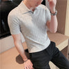2022 Men High Quality Knitting POLO Shirts/Male Slim Fit Leisure V-Neck Short Sleeves Polo Shirts Men's elastic POLO Shirts 3XL