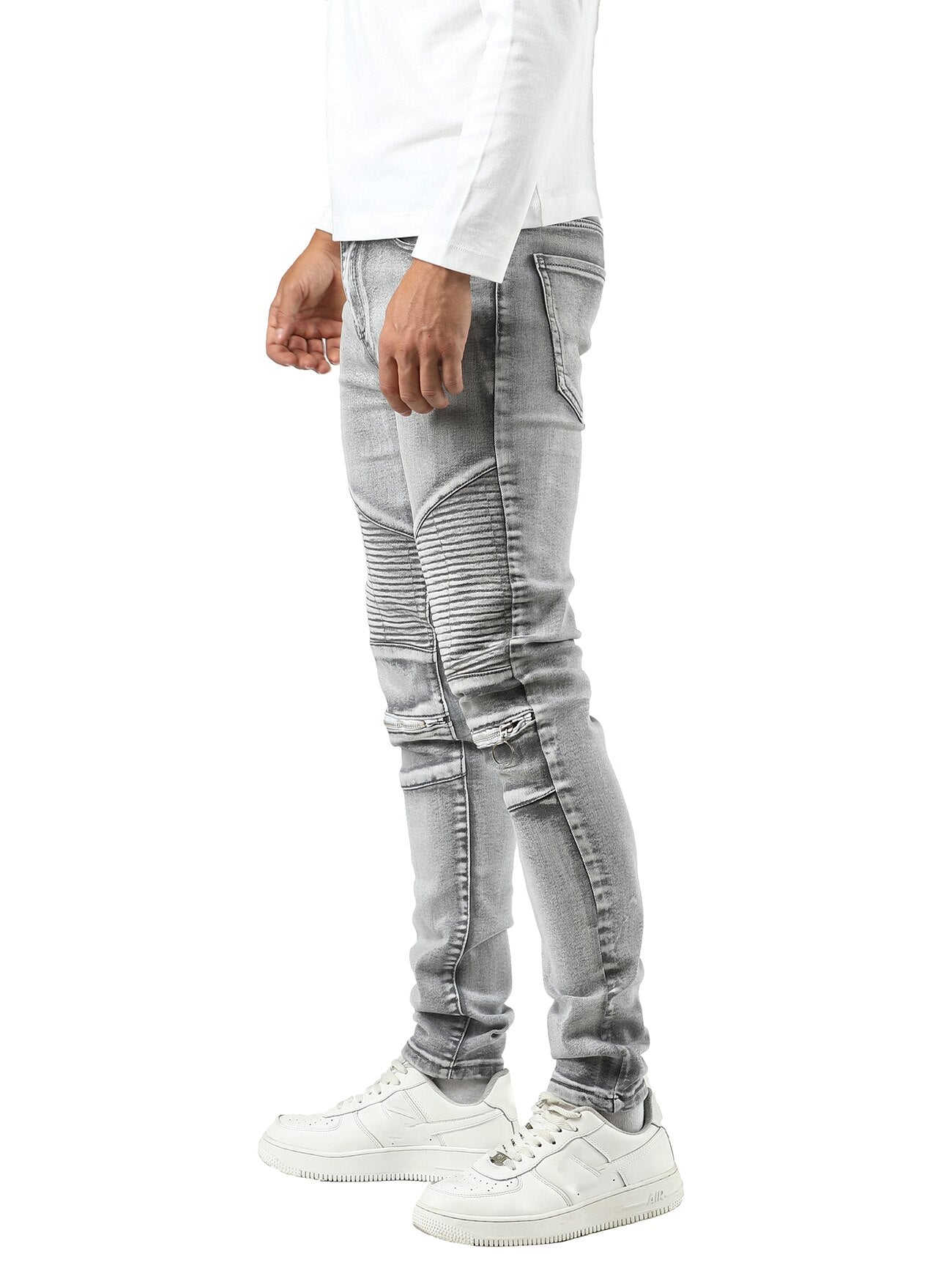 bindu Men's Jeans Ripped Stretch Slim Fit, Denim Jeans for Men Skinny baggy Jeans with Holes Fit Bikers Jeans denim Pants Grey