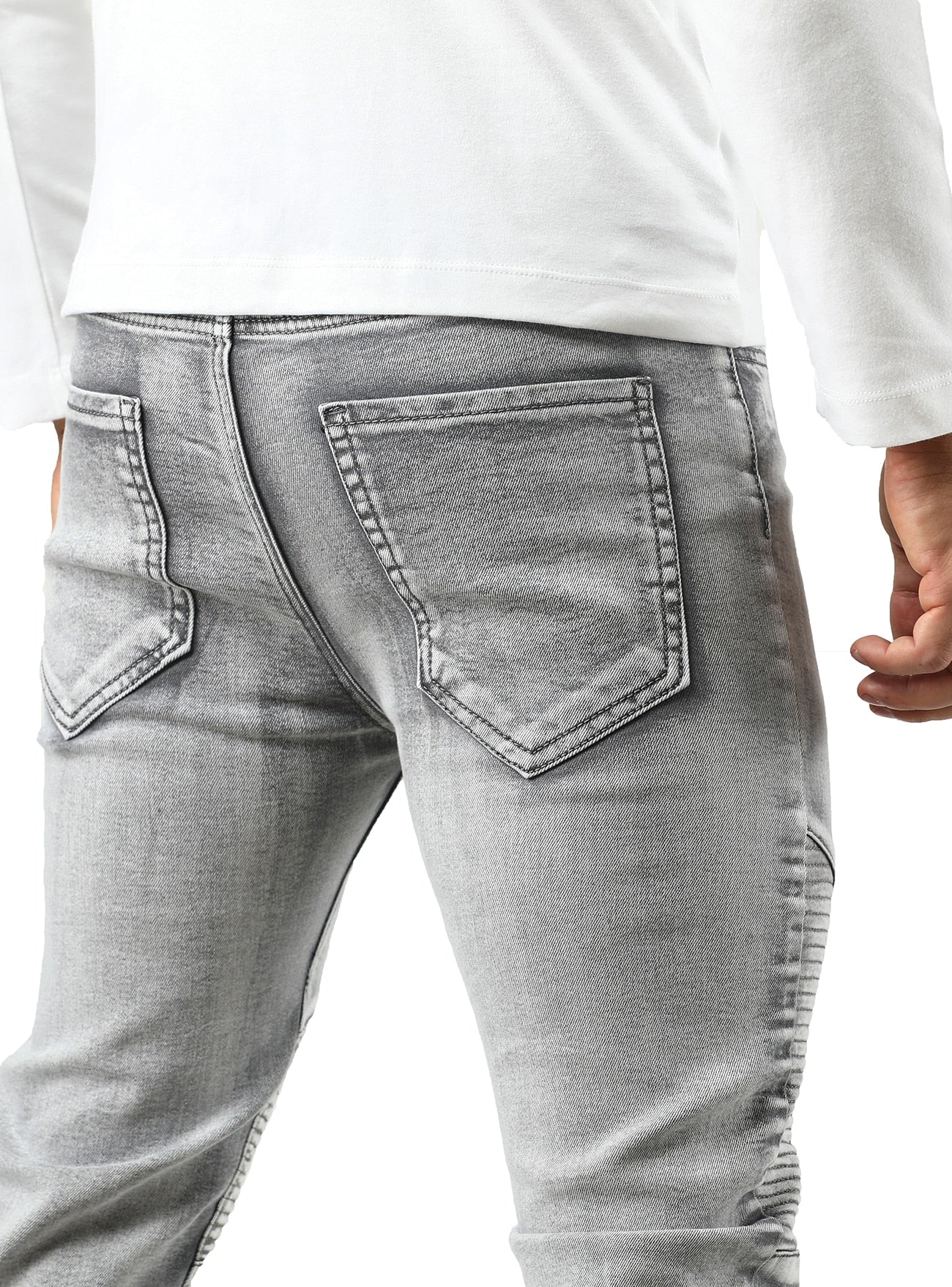 bindu Men's Jeans Ripped Stretch Slim Fit, Denim Jeans for Men Skinny baggy Jeans with Holes Fit Bikers Jeans denim Pants Grey