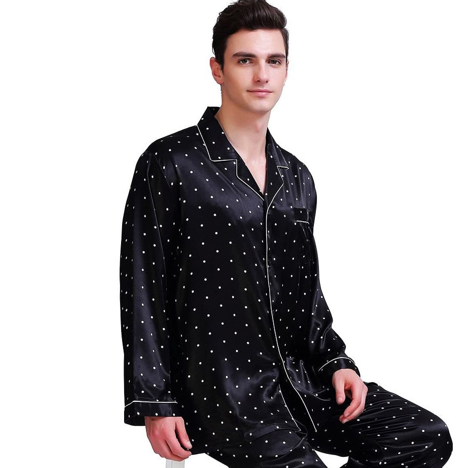 Mens Silk Satin Pajamas Set Pyjamas Set PJS Sleepwear Set Loungewear U.S,S,M,L,XL,XXL,3XL , 4XL