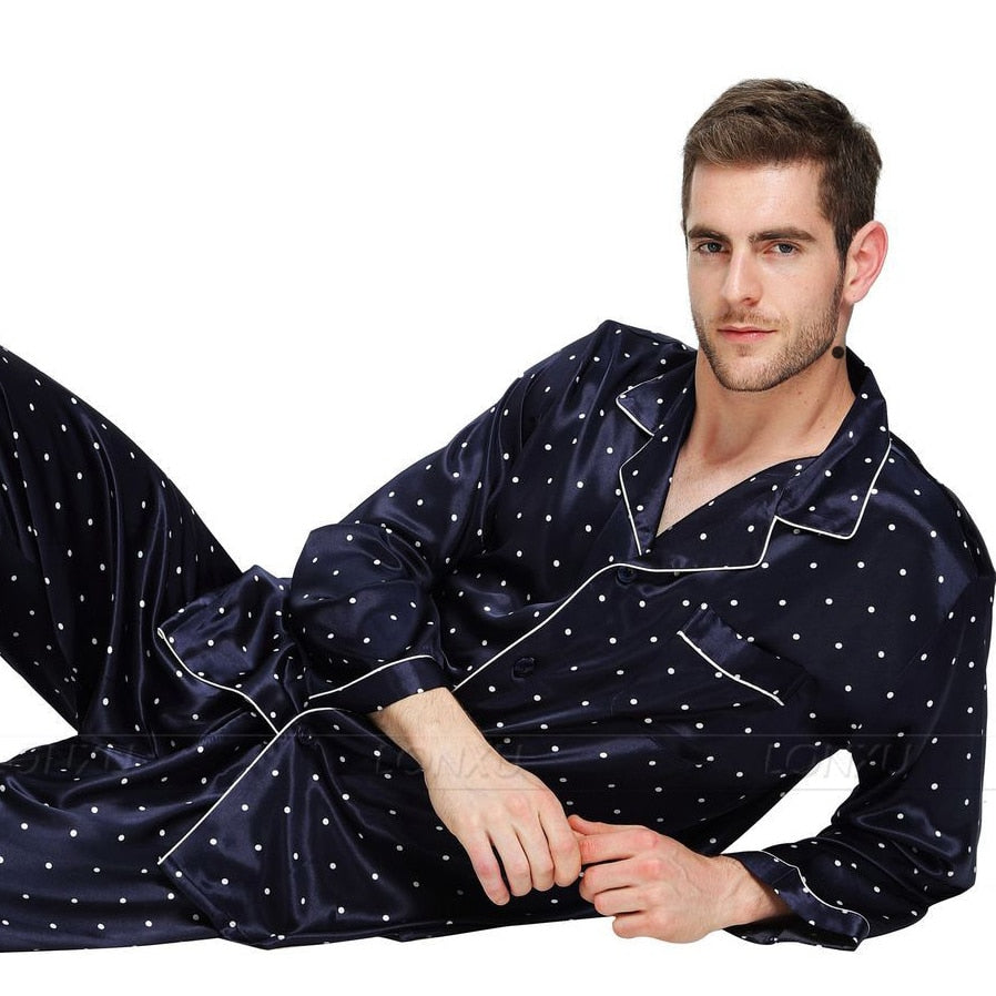 Mens Silk Satin Pajamas Set Pyjamas Set PJS Sleepwear Set Loungewear U.S,S,M,L,XL,XXL,3XL , 4XL