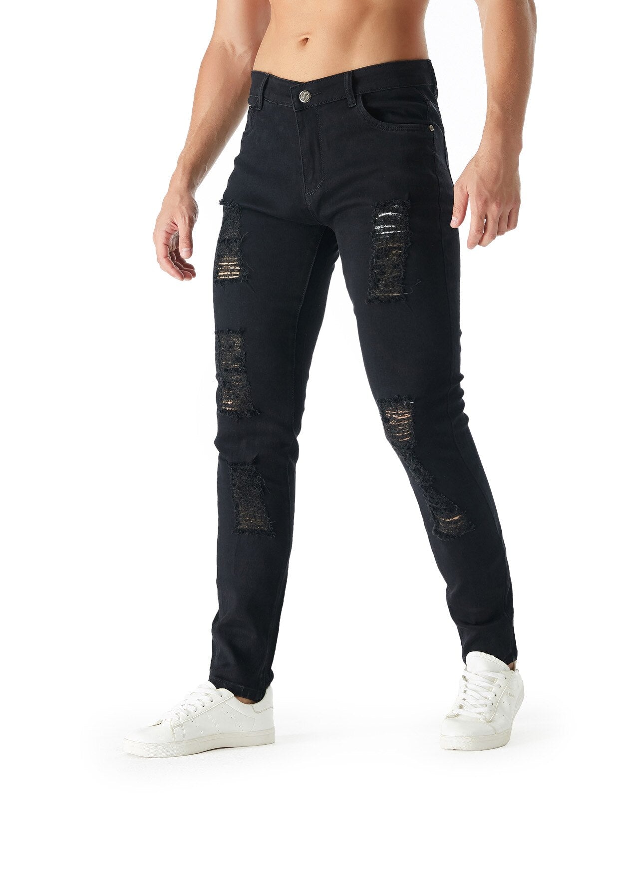 bindu Men's Jeans Ripped Stretch Slim Fit, Denim Jeans for Men Skinny baggy Jeans with Holes Fit Bikers Jeans denim Pants Grey