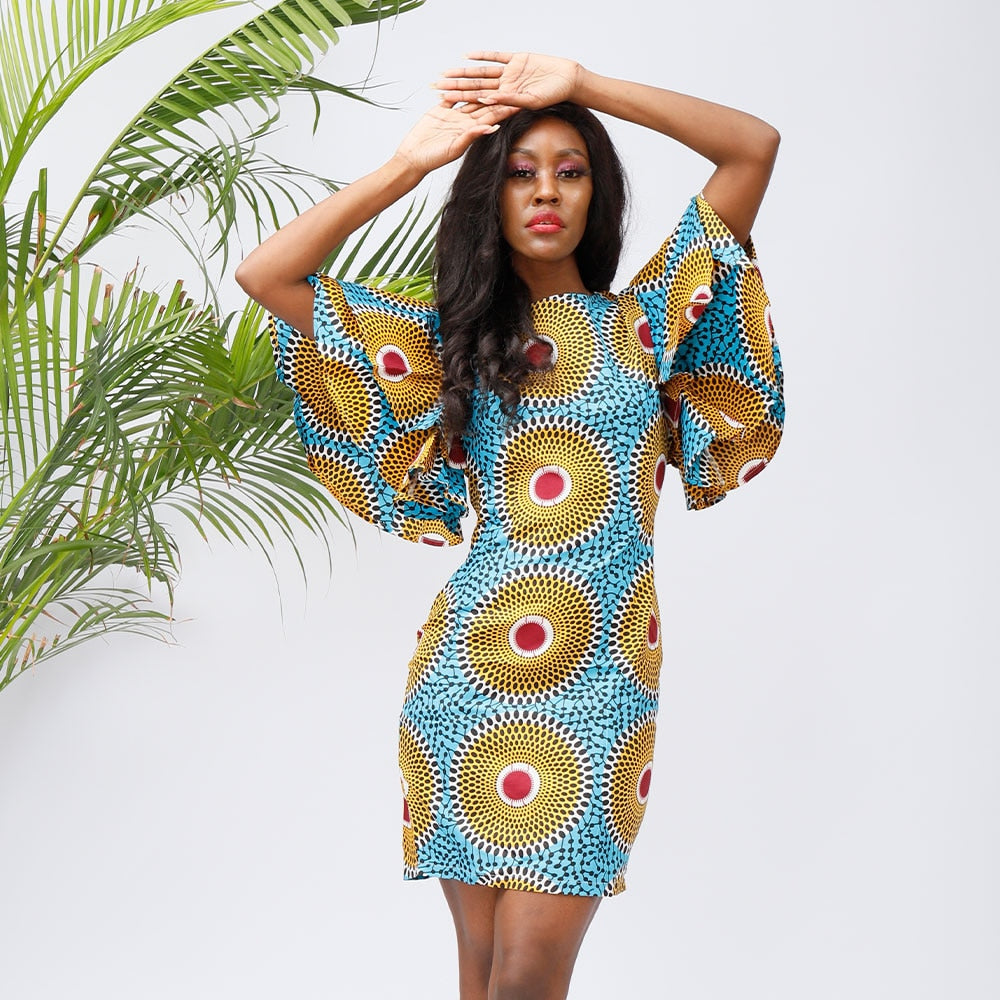 strapless open back dress Women's African Clothing. Ankara Short Gown. African Print Dress. Royal Blue and Gold. African Party Dress. Wedding Guest Dress. 6 main image 1
