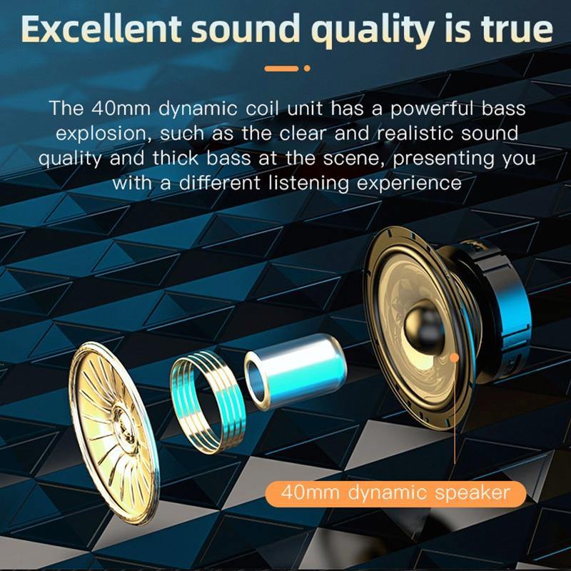 HiFi Wireless Headphones Bluetooth Foldable Headset Support TF Card/FM Radio/Bluetooth Stereo Headset With Mic Deep Bass - Surprise store
